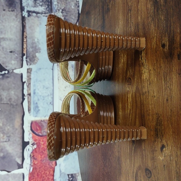 BCBGirls "Elliot" Multi Color Strappy Snakeskin Stiletto Slides - Picture 6 of 14